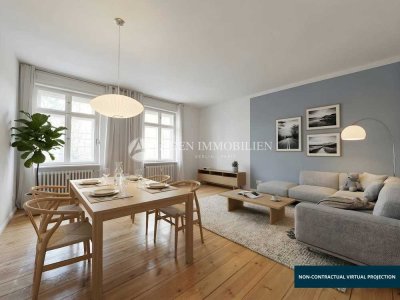 Stilvolle 3-Zimmer-Altbauwohnung mit Terrasse und idealem Grundriss.