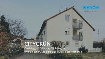 CITYGRÜN – Großzügige 3,5-Zimmer-Wohnung mit zwei Balkonen, Stellplatz und TG in Neuenstadt-Stein
