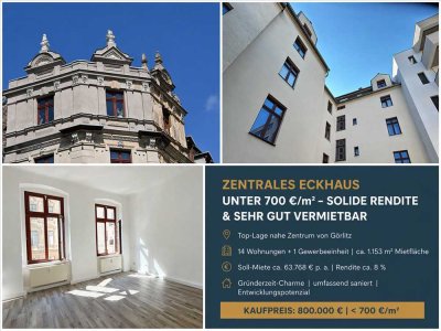 Markantes Eckhaus Görlitz-Innenstadt!  ca. 8 % Rendite & TOP Vermietbarkeit