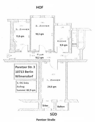 Stilvoller Altbautraum in Wilmersdorf – 3-Zimmer-Wohnung mit Südbalkon & Aufzug