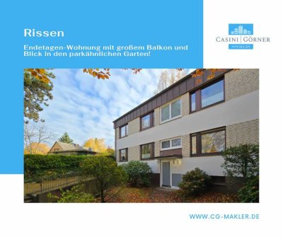 Endetagen-Wohnung mit großem Balkon + Blick in den parkähnlichen Garten!