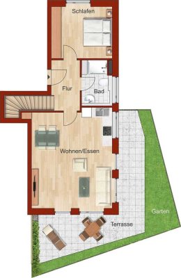 3-Zimmer-Erdgeschosswohnung mit Hobbyraum in Wohnraumqualität
