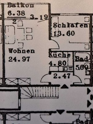 Helle 2-Zimmer Wohnung mit Balkon im 3. OG in Weinheim - Erstbezug nach Renovierung !!