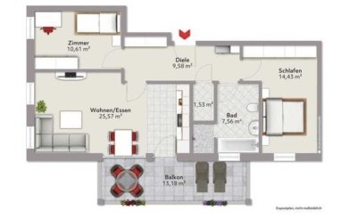 Etagenwohnung mit 3 Zimmern in Regensburg Burgweinting