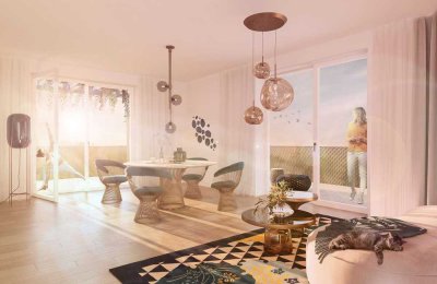 Sonnige große Dachterrasse auf zwei Seiten: stilvolle 3-Zimmer nach  Süd-Osten ausgerichtet