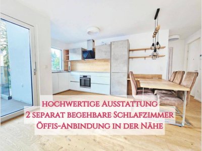 Moderne Wohnung (Bj. 2020): 2 separat begehbare Schlafzimmer+Wohnküche+Balkon