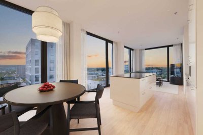 Exklusives Stadtdomizil mit Panoramablick bis zu den Alpen und Rooftop-Nutzung im Friends Tower 2