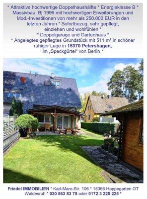 * Hochwertige Doppelhaush. 15370 Petershagen, 250.000 EUR hochw. Mod.-Invest ist erfolgt * Friedel *