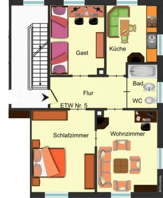 Helle und großzügige 3-Zi.-Wohnung im 2. OG im Zentrum von FDS, frei ab 01.05.2026