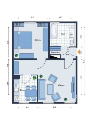 Renovierungsbedürftige helle ruhige 2-Zimmer-Wohung mit Innenhof