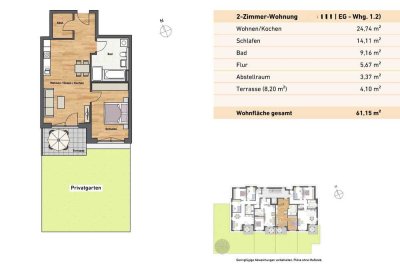 2-Zimmer-Wohnung mit Privatgarten in Dillingen