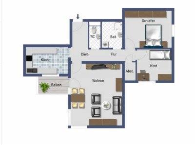 Helle 3-Zimmer-Wohnung mit Südbalkon und Garage *provisionsfrei*