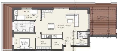 helle 3-Zimmerwohnung mit Dachterrasse