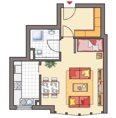 550m zum Bahnhof 1,5 Zimmer möblierte Wohnung 42qm