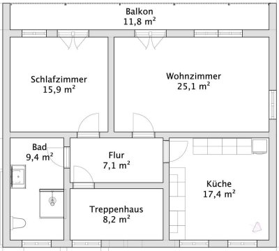 Charmante 2-Zimmer-Wohnung mit lichtdurchflutetem Wohnbereich und Südbalkon, ideal für Naturfreunde