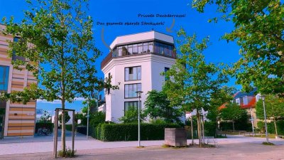 Möblierte Penthouse mit 360-Grad-Panoramablick, umlaufendem Balkon und privater Dachterrasse!