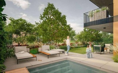 ERSTBEZUG: Exklusives Garten-Domizil mit Privatpool - Freiraum: LUXUS der NEUZEIT.