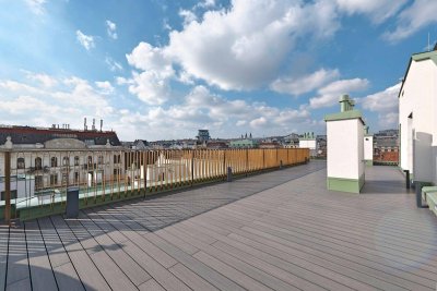 LUXUS-PENTHOUSE DIREKT AM NASCHMARKT! Grandiose Dachterrasse mit traumhaften Wienblick
