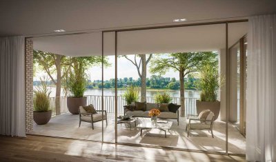 Terrasse, Sauna und Kamin - Luxus Neubauwohnung am Schlosspark mit Rheinblick (WE 6)