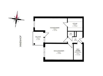Ruhiger 2 ZIMMER-NEUBAU + West-Balkon 6m² + extra Küche möbliert + Bad mit Wanne + extra WC + Lift!