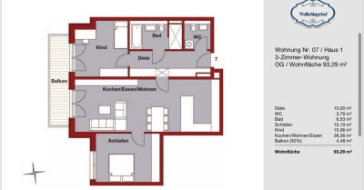 Geschmackvolle 3-Raum-Wohnung mit Balkon in Münsing