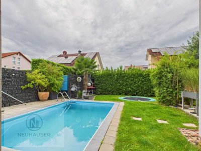 Schöne Doppelhaushälfte in Plankstadt – Top-Lage, Garten mit Pool inklusive – auf Erbpachtgrundstück