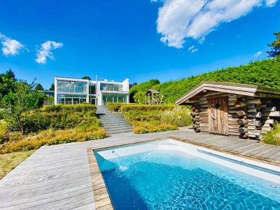 Architektonisches Juwel mit Pool, Sauna & Weitblick am Ahlenberg
