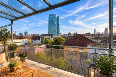 Skyline-Flair mit EZB-Blick – Stilvolle 3-Zimmer-Wohnung mit überdachtem Balkon