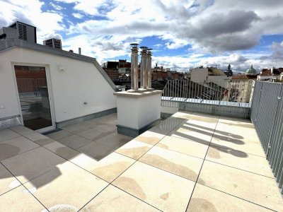 ERSTBEZUG, Salesianergasse, klimatisiertes 91 m2 Dachgeschoss mit 33 m2 Terrasse, Wohnküche, 2 Zimmer, Botschaftsviertel