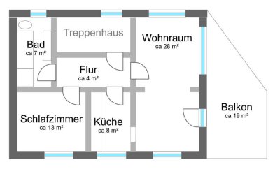 Helle, renovierte 2-Zimmer-Wohnung mit Balkon und EBK in Bessenbach