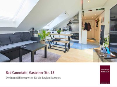 Attraktive 2-Zi.-Atelier-DG-Wohnung mit Dachterrasse, EBK & Parkett in Bad Cannstatt +++