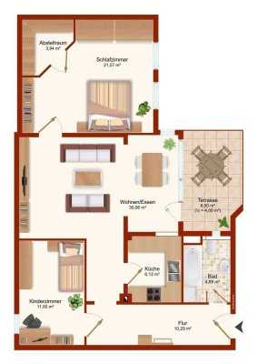 3-Ra suchen - Wir haben ! Schicke 3-Raumwohnung im Erdgeschoss mit Terrasse wartet auf neue Mieter !