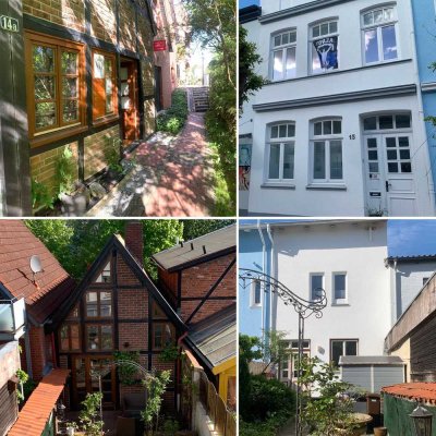 Ensemble aus Stadthaus und Fachwerkhaus im historischen Altstadtkern von Bad Oldesloe
