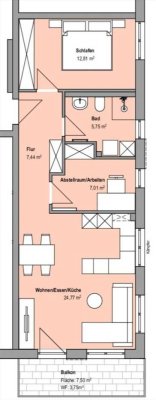 Erstbezug: Moderne 2-Zimmer-Wohnung mit Arbeits-/Abstellraum, Balkon im 2. OG in Crailsheim-Roßfeld