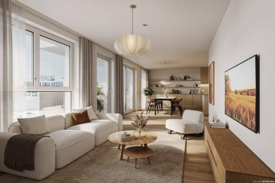 Preiswertes Wohnen im „Village im Dritten – PARK FLATS“ Provisionsfreie 4-Zimmer Wohnung mit Balkon (Erstbezug!)
