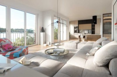 Penthouse Living mit Wasserblick: 4-Zimmer-Neubau-Wohnung auf Insel Eiswerder + Stellplatz + Aufzug