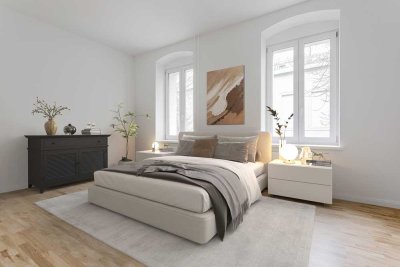 Erstbezug – Moderne Etagenwohnung mit Balkon in ruhigem Hinterhaus – Sanierung nach KfW55+PV-Anteil