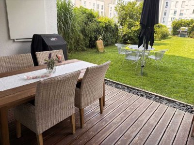 Seltene barrierefreie 4-Zimmer Gartenwohnung mit Terrasse, 2 Stellplätze, E-Ladesäule in Hanau