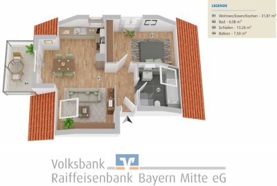 Dachgeschosswohnung im klimafreundlichen Neubau Wohngebäude