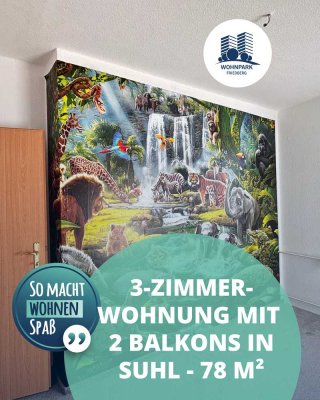 Große Familienwohnung - 3 Zimmer, 2 Balkone, Küche mit Fenster, kostenlose Zusatzleistungen inklusiv