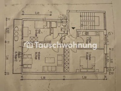 Tauschwohnung: Sonnige 3-Zimmer Wohnung mit viel Grün
