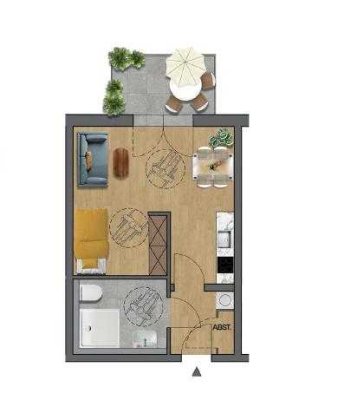 Betreutes  Wohnen 1-Zimmer Wohnung mit Balkon im 2. OG