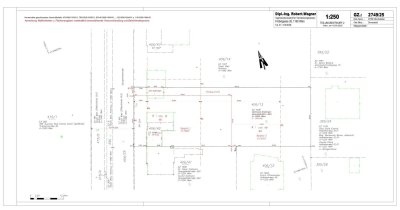 Grundstück mit Teilungsentwurf: GST 1 mit Haus und GST 2 – Fahnengrundstück