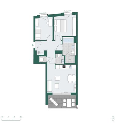 Neubau und Erstbezug einer schönen drei Zimmerwohnung in Düsseldorf-Heerdt