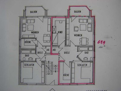 Zentral gelegene gepflegte Whg von privat 3 Zimmer Küche/Bad, Balkon, Stellplatz