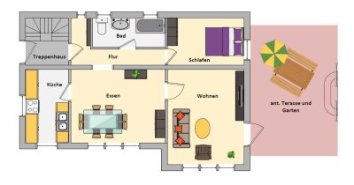 Zentrale 2,5-Zimmerwohnung mit sonniger Terasse und kleinem Garten