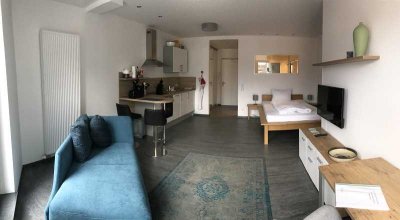 Auf Zeit exkl., geräumig u. neuwertig 1-Zimmer-Penthouse-Apartment mit Balkon und Einbauküche  HEF