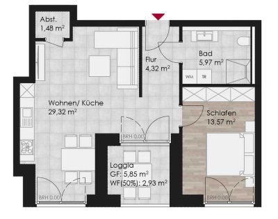 Schön geschnittene 2-Zimmer-Wohnung