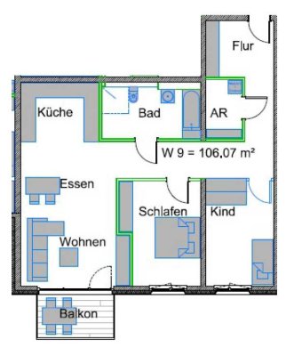 3-Zi.-Wohnung * offener Küche-Wohnbereich * FB-Heizung * Parkett * Wanne & Dusche * Balkon * Aufzug