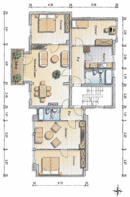 Altstadt Frankfurt: 2 Wohnungen in einer - 123 m², Balkon und 2 Eingänge